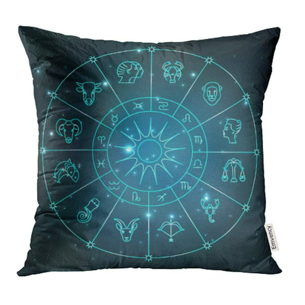 18x18 Astrology Zodiac Badge Aquarius Sign Throw Pillow Multicolor 